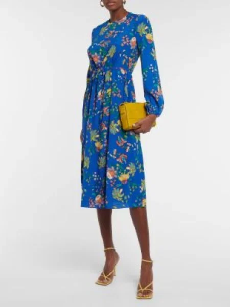 Virágos midi ruha Diane Von Furstenberg kék