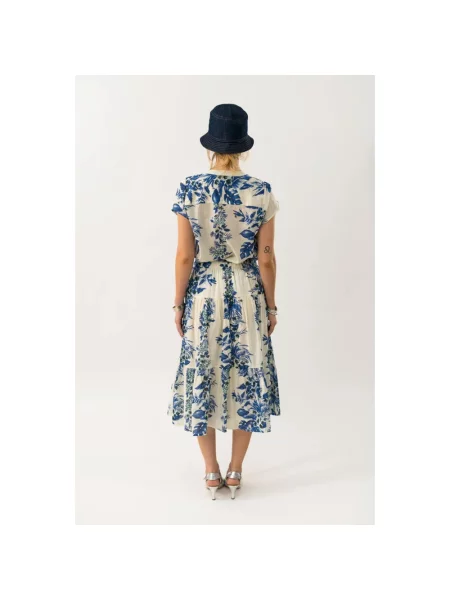 Wielobarwność bluzka Lollys Laundry z krótkim rękawem klasyczna niebieska