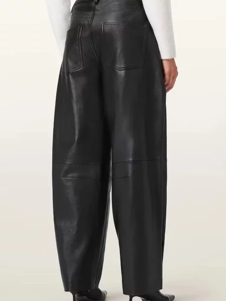Кожаные брюки Allsaints с высокой посадкой черные