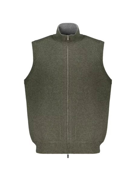 Cardigan Fedeli fără mâneci din cașmir verde