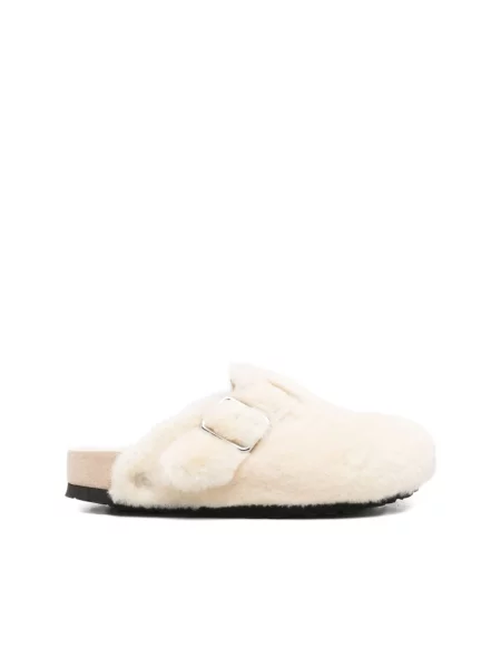 Klapki Birkenstock z owczej skóry białe