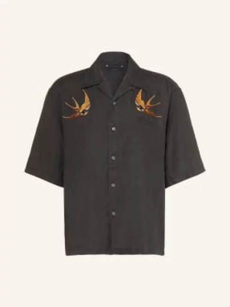 Allsaints Wzorzysta Koszula W Stylu Resortowym O Luźnym Kroju Wykonana Z Lnu schwarz czarna