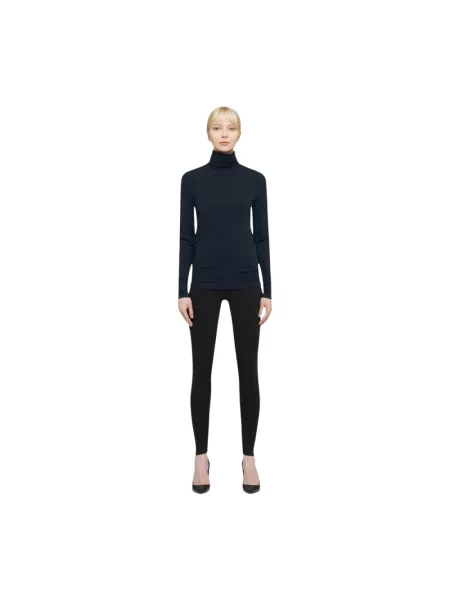 Top Wolford skórzany niebieski