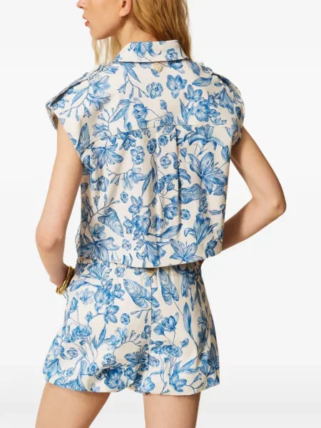 Pantaloni scurți Twinset cu model floral cu imagine alb