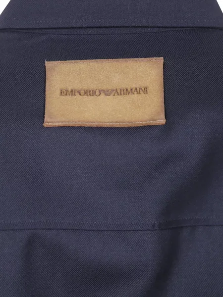 Вълнена риза Emporio Armani с автограф черно
