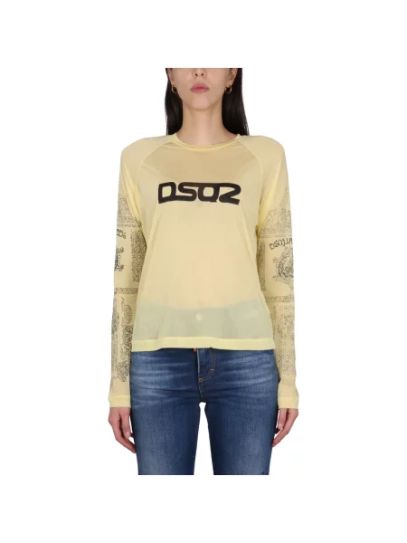 Top Dsquared2 z logo żółty