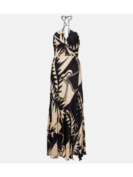 Rochie maxi Poupette St Barth cu imagine de costum negru