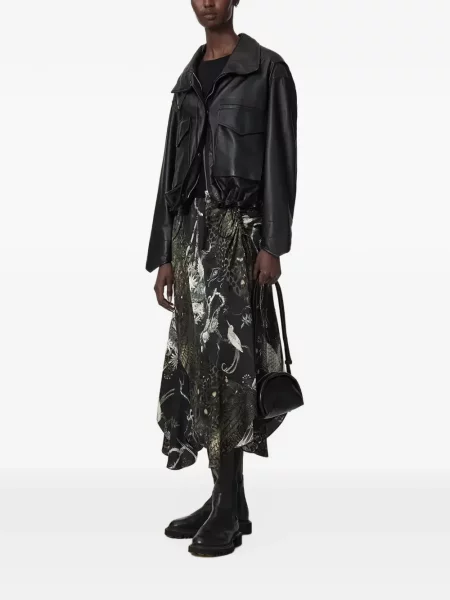 Fustă midi Allsaints cu imagine negru