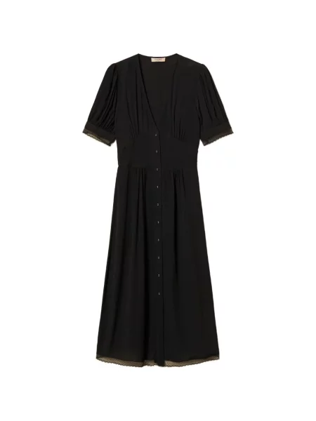 Rochie midi Twinset cu decolteu în V până la genunchi de costum negru