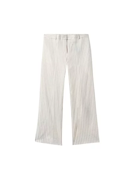 Lniane spodnie Brooks Brothers w paski białe