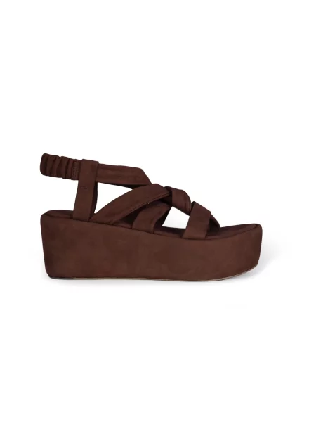 Sandały Cortana skórzane na platformie czerwone