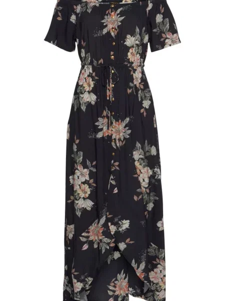 LASCANA Ljetna haljina svijetložuta / svijetlozelena / svijetlonarančasta crna