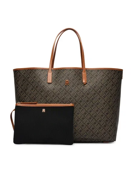 Tommy Hilfiger geantă tote de damă din imitație de piele negru