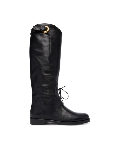 Weekend Max Mara ghete de piele Visby cu plat negru