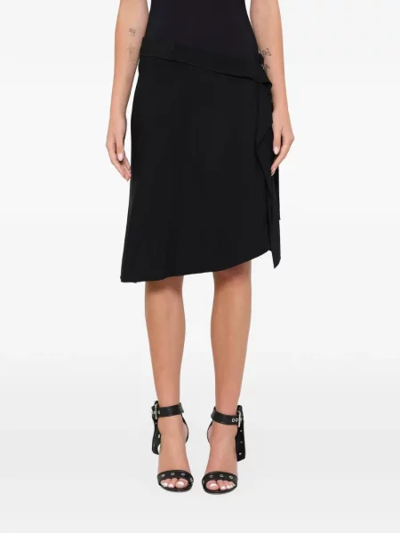 Fustă midi Lanvin cu volane asimetrică negru
