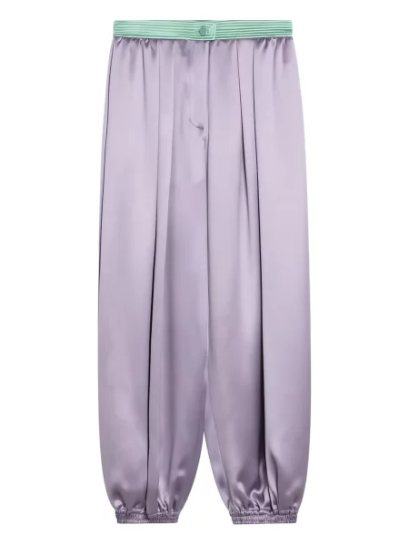 Pantaloni Valentino Garavani de mătase violet
