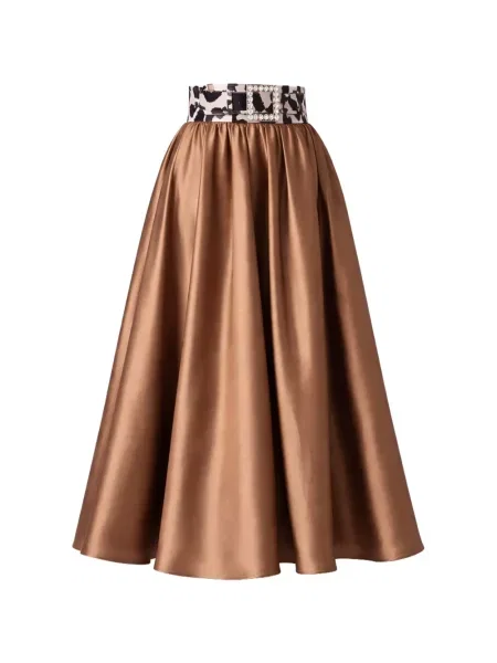 Spódnica maxi Giada Curti z koralikami brązowa