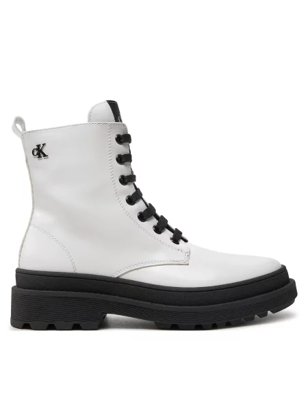 Pohodni čevlji Calvin Klein Jeans Lace-Up Bootie S bela