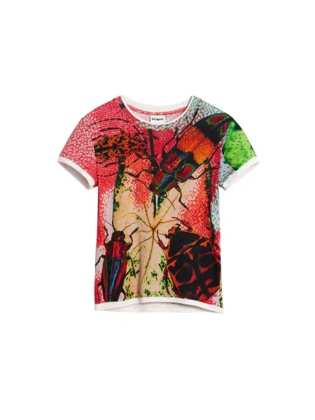 Desigual Tricou galben șofran / verde limetă / roșu carmin negru