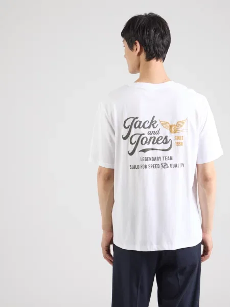 JACK & JONES Tričko JJLEGEND zlatá žltá / čierna biela