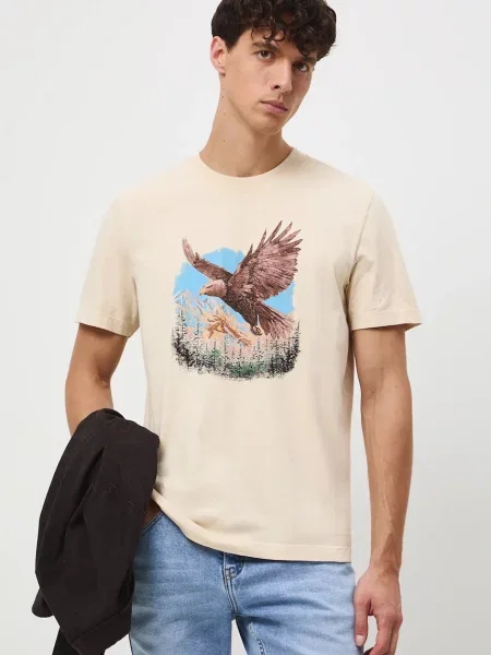 Тениска Medicine с принт бежово