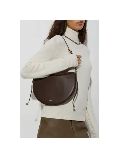 Furla torebka crossbody skórzana Moonstone M brązowa