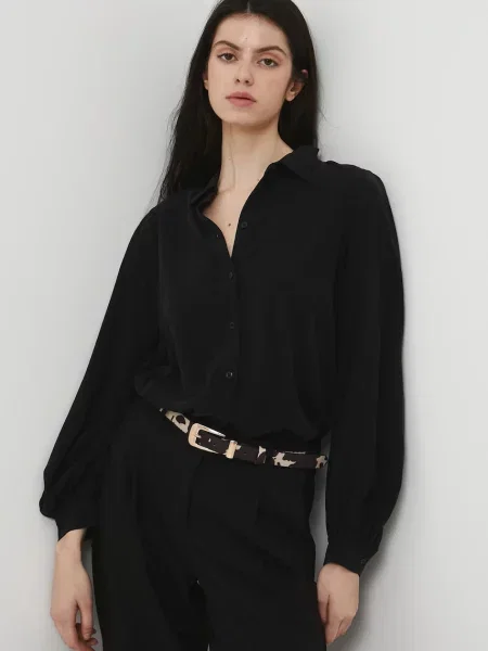 Košile Medicine regular s klasickým límcem černá