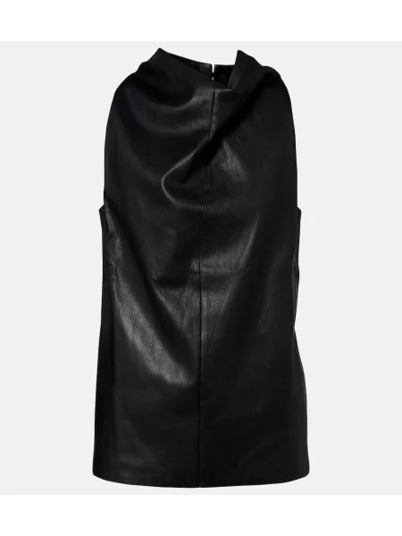 Top Stouls din piele de căprioară negru