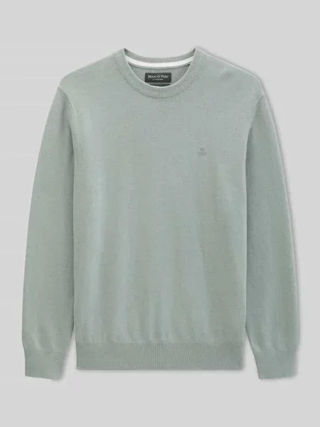 Sweter w kroju regular fit z mieszanki bawełny z dodatkiem żywej wełny Marc O'polo zielony