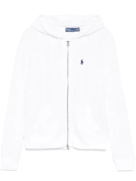 Cardigan Polo Ralph Lauren tricotate cu glugă alb