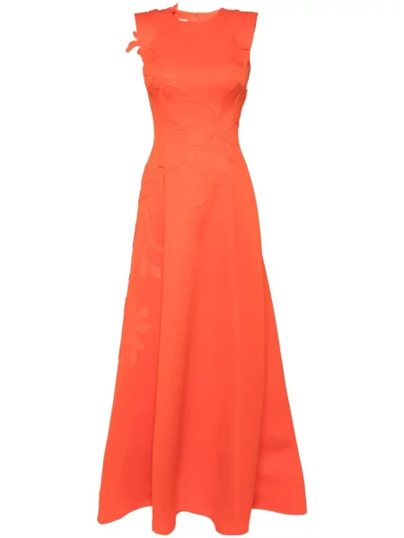 Sukienka Saiid Kobeisy w kwiatki neoprenowa pomarańczowa