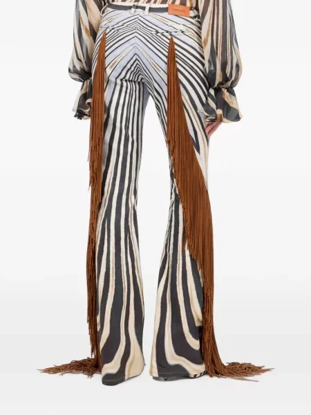 Ζεβρε παντελόνι Roberto Cavalli με κρόσσια