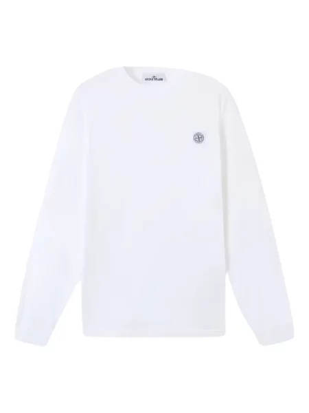 Lung tricou Stone Island cu strasuri alb