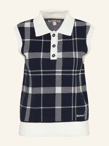 Barbour Svetr Bez Rukávů Allerdale tmavě modrá bílá