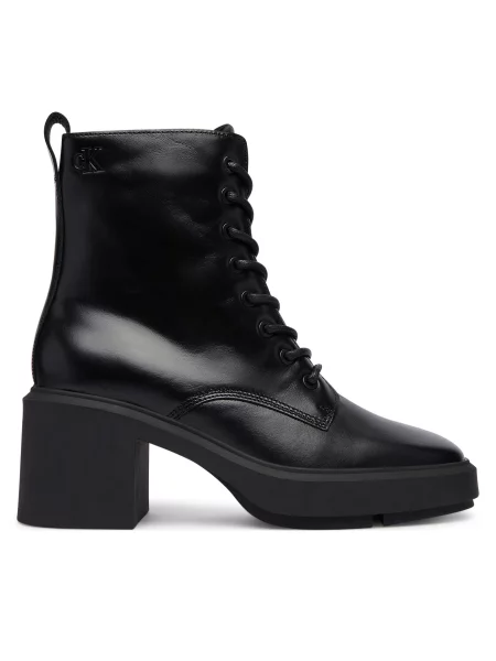 Ghete Calvin Klein Block Heel Ank Boot Laceup Lth negru