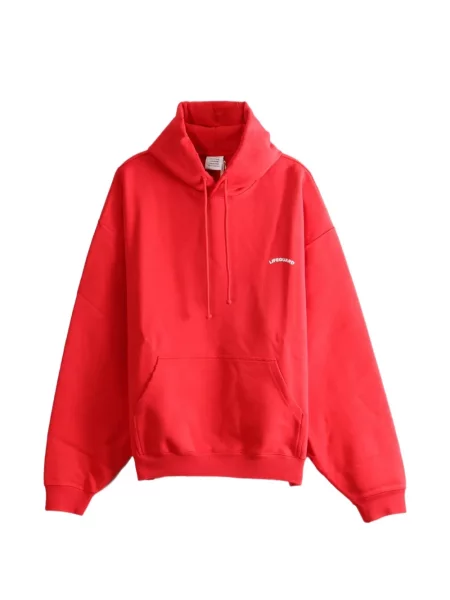 Суичър с качулка Vetements с принт с връзки червено