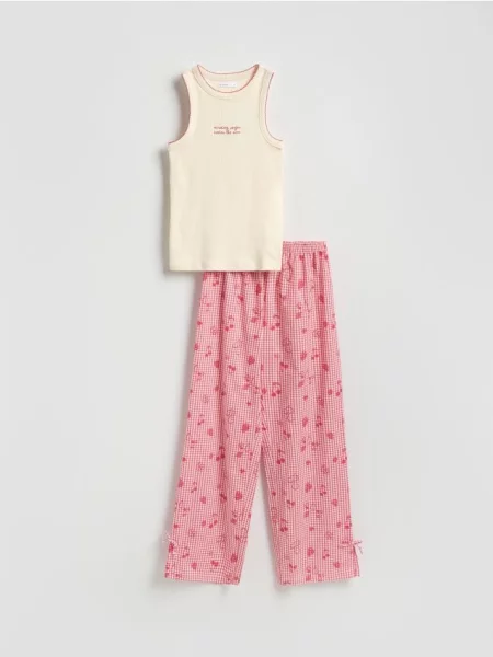 Reserved Pijama din două piese cu conținut ridicat de roșu