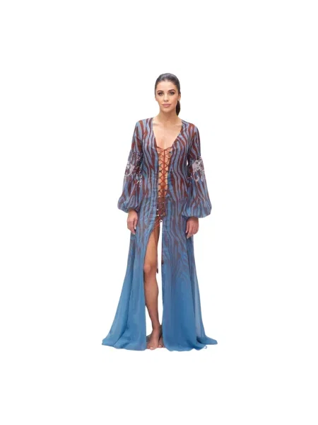 Długa wielobarwność sukienka maxi F**k