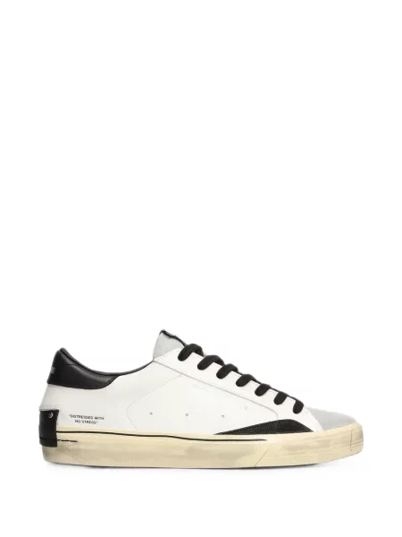 Sneakerși Crime London din piele zdrențuiți alb