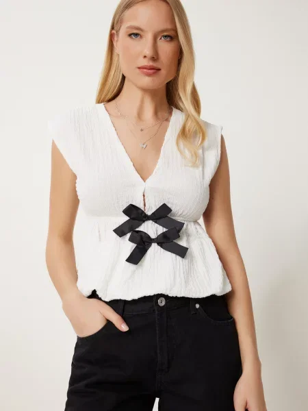 Happiness İstanbul Bluză natural alb