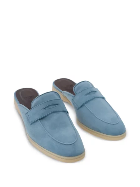 Papuci tip mules Bougeotte din piele de căprioară albastru