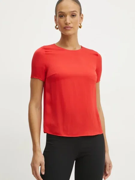 Fracomina bluză de mătase femei uni roșu