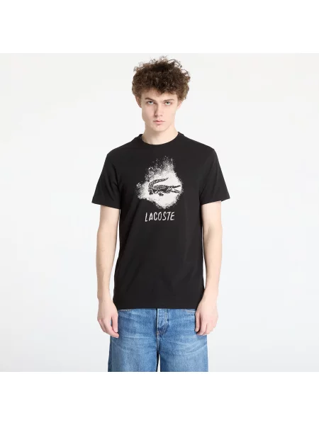 Тениска Lacoste с принт черно
