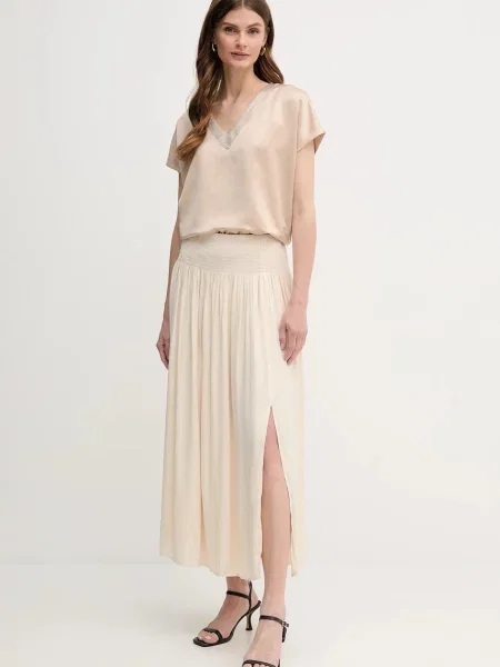 Marc Aurel spódnica midi rozkloszowana beżowy