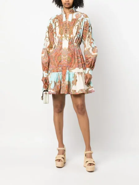 Raštuotas ilgas maxi suknele Forte Dei Marmi Couture su paisley raštu mėlyna