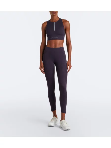Kvetinové legíny Adidas By Stella Mccartney fialová