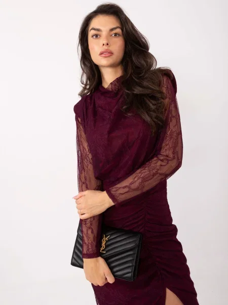 Rochie Italy Moda din dantelă negru