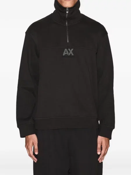 Hanorac cu fermoar Armani Exchange cu autograf maro