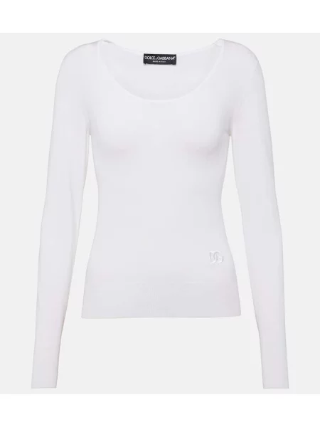 Pulover Dolce&gabbana de mătase alb