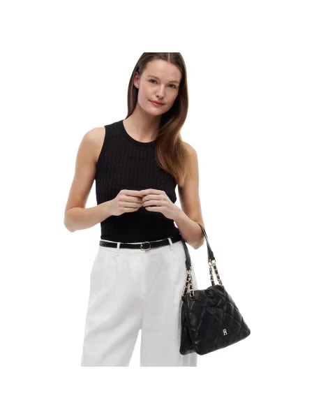 Prošívaný shopper kabelka Tommy Hilfiger černá